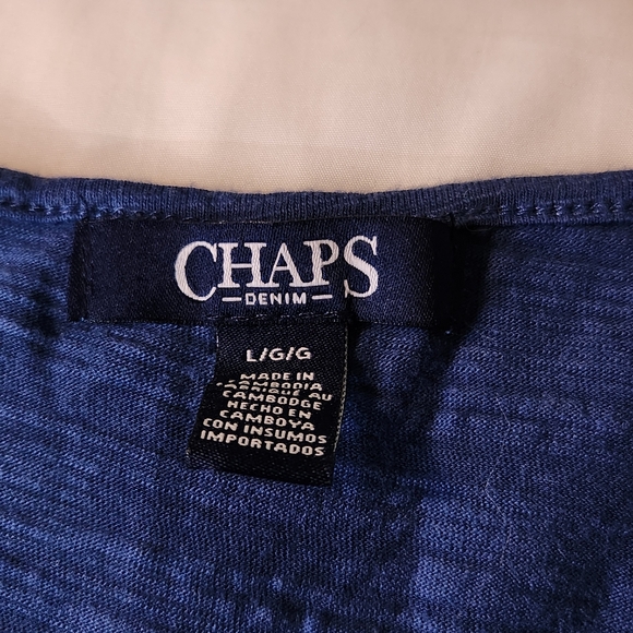 ✨️ Chaps Large Blue Lace Shoulder Sleeveless Tank Top - Picture 2 of 6